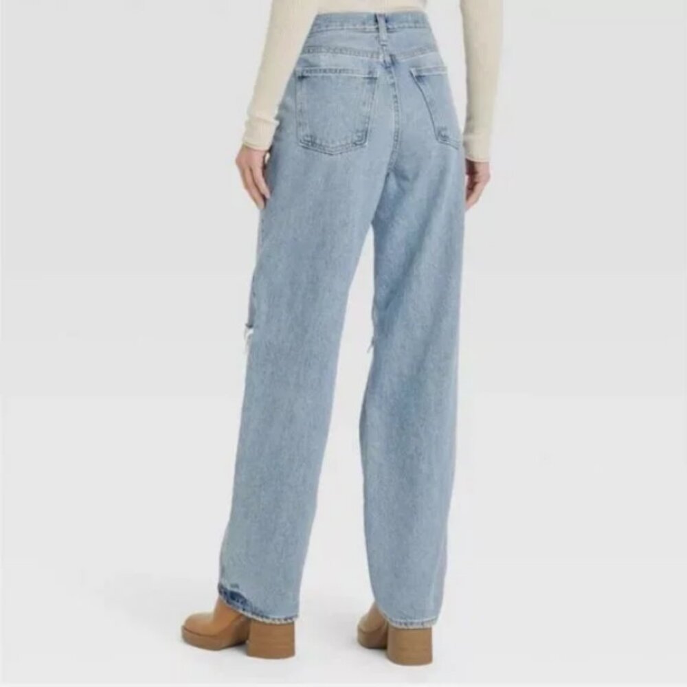 Women's Mid-Rise 90's Baggy Jeans - Universal Thread Medium Wash 4L LONG - Picture 3 of 6